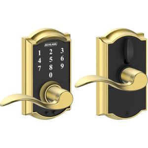 SCHLAGE Touch Camelot Lock with Accent Lever (Bright Brass) FE695 CAM 605 ACC((Pack of 1))