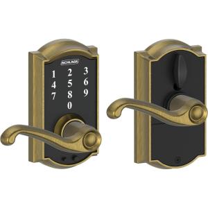 SCHLAGE Touch Camelot Lock with Flair Lever (Antique Brass) FE695 CAM 609 FLA