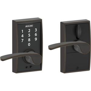 SCHLAGE Touch Century Lock with Merano Lever (Aged Bronze) FE695 CEN 716 MER((Pack of 1))