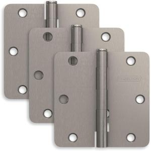Schlage 3.5″ Door Hinge with Square Corner in Satin Brass (3-Pack)(Satin Nickel)