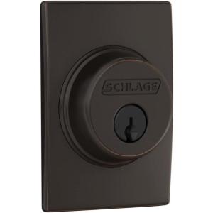Schlage B60 N CEN 622 Deadbolt with Century Trim, Keyed 1 Side, Highest Residential Security, Matte Black(Aged Bronze)