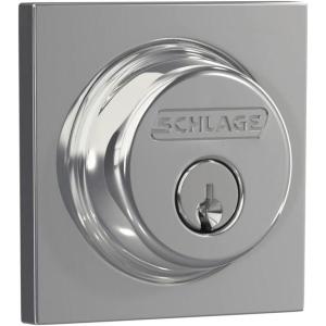 Schlage B60 N CEN 622 Deadbolt with Century Trim, Keyed 1 Side, Highest Residential Security, Matte Black(Bright Chrome)