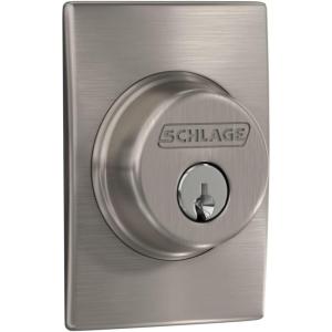 Schlage B60 N CEN 622 Deadbolt with Century Trim, Keyed 1 Side, Highest Residential Security, Matte Black(Satin Nickel)
