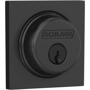 Schlage B60 N COL 622 Deadbolt with Collins Trim, Keyed 1 Side, Highest Residential Security, Matte Black, B60NCOL622