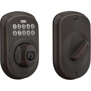 Schlage BE365 V CAM 619 Camelot Keypad Deadbolt, Electronic Keyless Entry Lock, Satin Nickel(Aged Bronze)