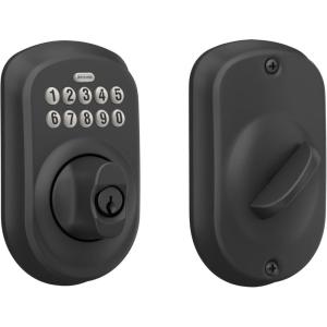 Schlage BE365 V CAM 619 Camelot Keypad Deadbolt, Electronic Keyless Entry Lock, Satin Nickel(Matte Black)
