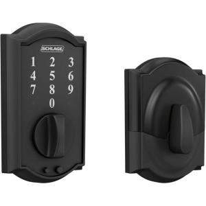 Schlage BE375 CAM 619 Touch Camelot Deadbolt, Electronic Keyless Entry Lock, Satin Nickel(Matte Black)