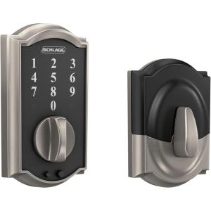 Schlage BE375 CAM 619 Touch Camelot Deadbolt, Electronic Keyless Entry Lock, Satin Nickel(Satin Nickel)