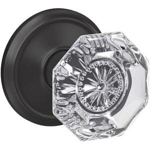 Schlage Custom FC21 ALX 716 CAM Alexandria Glass Knob with Camelot Trim Hall-Closet and Bed-Bath Lock, Aged Bronze(Matte Black)