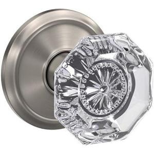 Schlage Custom FC21 ALX 716 CAM Alexandria Glass Knob with Camelot Trim Hall-Closet and Bed-Bath Lock, Aged Bronze(Satin Nickel)