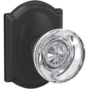 Schlage Custom FC21 HOB 619 KIN Hobson Glass Knob with Kinsler Trim Hall-Closet and Bed-Bath Lock, Satin Nickel(Matte Black)