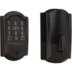 Schlage Encode Plus Smart Wi-Fi Lock for Front Door, Keyless Entry Deadbolt, Unlock with Apple Watch, Built-in WiFi and App Control, Easy Install, Alexa & Apple HomeKit Compatible, Aged Bronze(Aged Bronze)