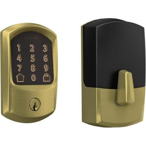 Schlage Encode Smart WiFi Deadbolt Lock for Front Door – Keyless Entry with App or Touchscreen – Works with Alexa, Hey Google, & Airbnb – Create Codes for Guests – Satin Nickel(Satin Brass)