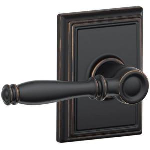 Schlage F10BIR716ADD Birmingham Passage Door Lever Set with Decorative Addison Trim, Aged Bronze