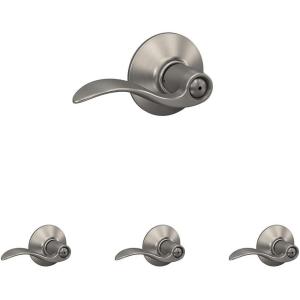 Schlage F40 ACC 619 Accent Door Lever, Bed & Bath Privacy Lock, Satin Nickel(Satin Nickel)