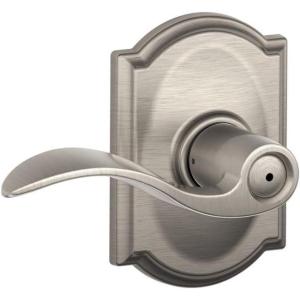 Schlage F40 ACC 619 CAM Accent Door Lever with Camelot Trim, Bed & Bath Privacy Lock, Satin Nickel(Privacy)