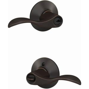 Schlage F51A ACC 716 Accent Door Lever, Keyed Entry Lock, Aged Bronze(Keyed Entry)