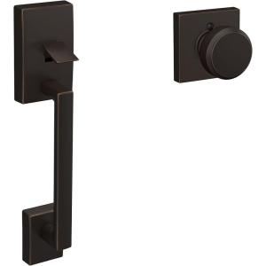 Schlage FE285 CEN 622 LAT Century Front Entry Handleset with Latitude Lever, Lower Half Grip, Matte Black(Aged Bronze)