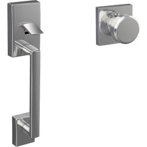 Schlage FE285 CEN 622 LAT Century Front Entry Handleset with Latitude Lever, Lower Half Grip, Matte Black(Bright Chrome)