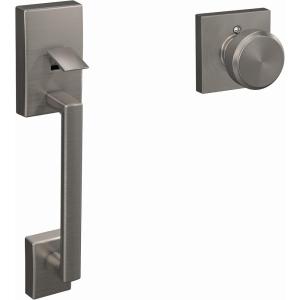 Schlage FE285 CEN 622 LAT Century Front Entry Handleset with Latitude Lever, Lower Half Grip, Matte Black(Satin Nickel)
