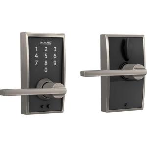 Schlage FE695 CEN 619 LAT Touch Century Lock with Latitude Lever, Electronic Keyless Entry Lock, Satin Nickel(Satin Nickel)