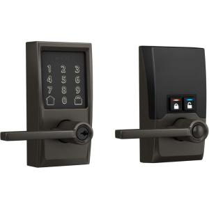 Schlage FE789WB CEN 622 LAT Encode WiFi Latitude Lever Smart Lock, Keyless Entry Touchscreen Door Lock with Century Trim, Matte Black(Black Stainless)