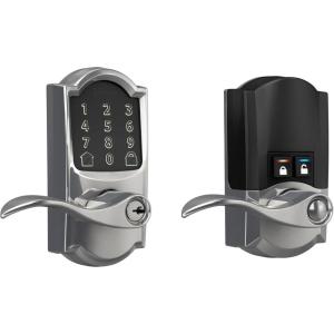 Schlage FE789WB CEN 622 LAT Encode WiFi Latitude Lever Smart Lock, Keyless Entry Touchscreen Door Lock with Century Trim, Matte Black(Bright Chrome)
