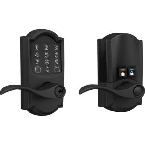 Schlage FE789WB CEN 622 LAT Encode WiFi Latitude Lever Smart Lock, Keyless Entry Touchscreen Door Lock with Century Trim, Matte Black(Matte Black)