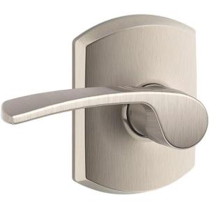 Schlage Lock Company F10MER619GRW F10 Series Merano w Greenwich Rose Passage Door Lock Satin Nickel(Satin Nickel)