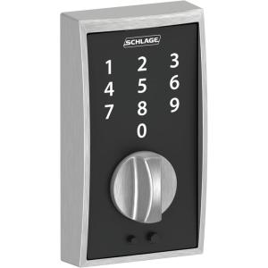 Schlage Touch Century Keypad Deadbolt, Electronic Keyless Entry Lock, Satin Chrome, BE375 CEN 626((Pack of 6))