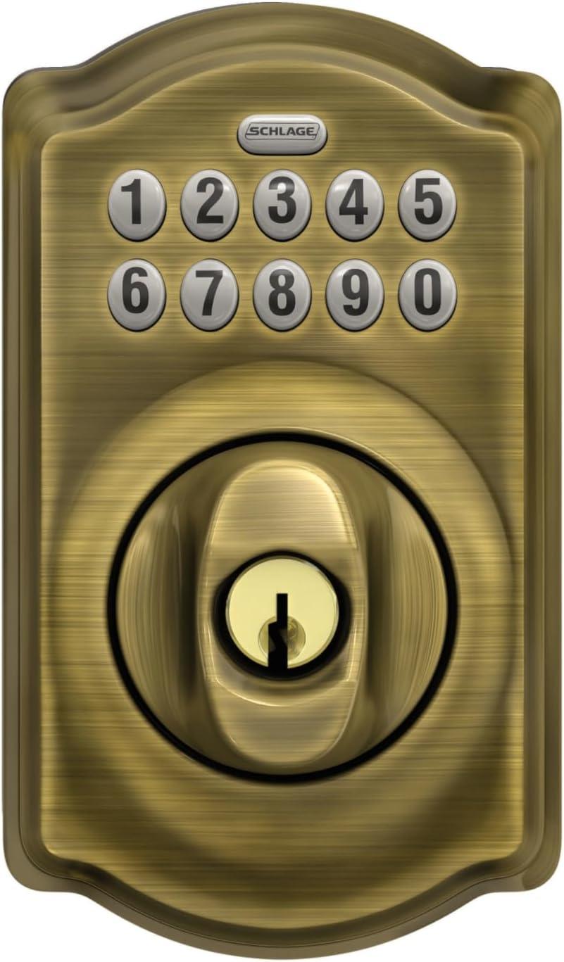 image:imageSchlage BE365 CAM 609 Camelot Keypad Deadbolt Electronic Keyless Entry Lock Antique Brass