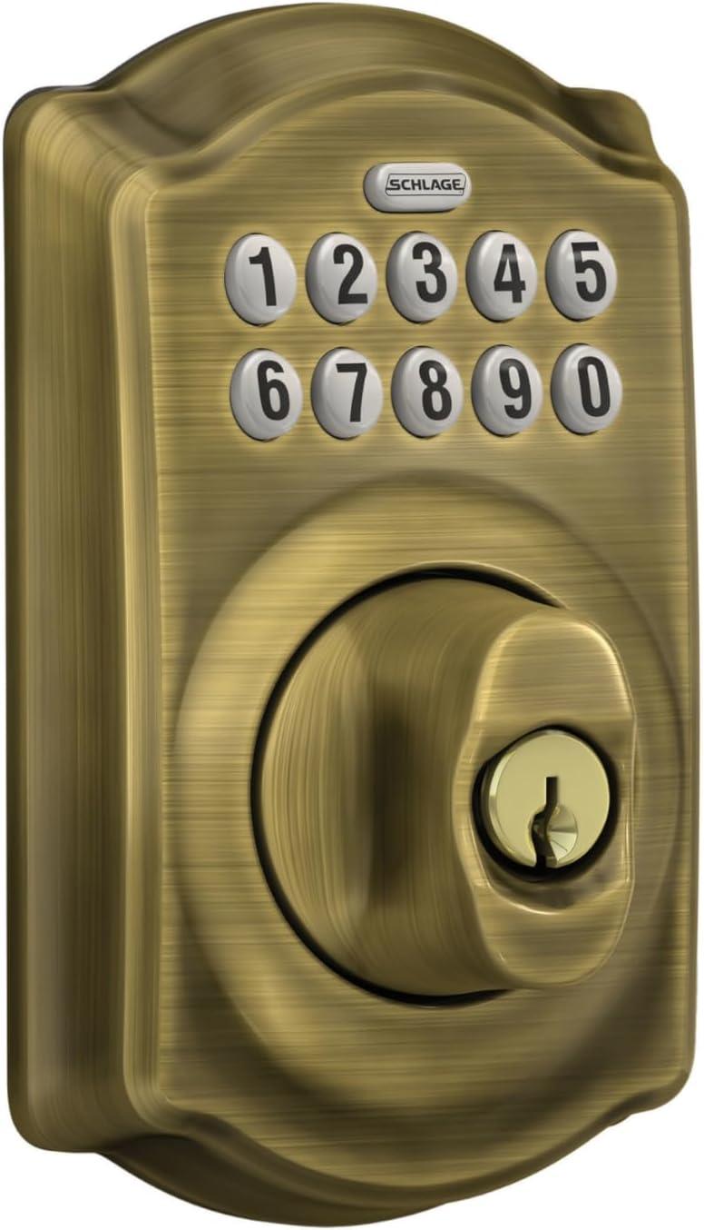 image:imageSchlage BE365 CAM 609 Camelot Keypad Deadbolt Electronic Keyless Entry Lock Antique Brass
