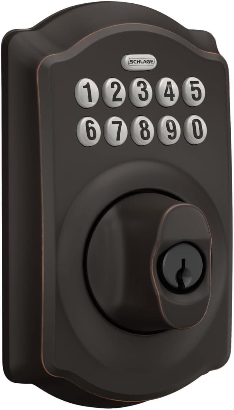 image:imageSchlage BE365 V CAM 716 Camelot Keypad Deadbolt Electronic Keyless Entry Lock Aged Bronze