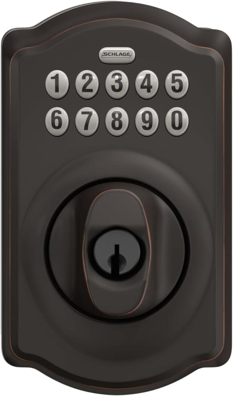 image:imageSchlage BE365 V CAM 716 Camelot Keypad Deadbolt Electronic Keyless Entry Lock Aged Bronze