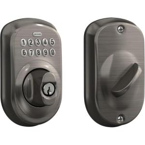 SCHLAGE BE365 PLY 620 Plymouth Keypad Deadbolt, Antique Pewter