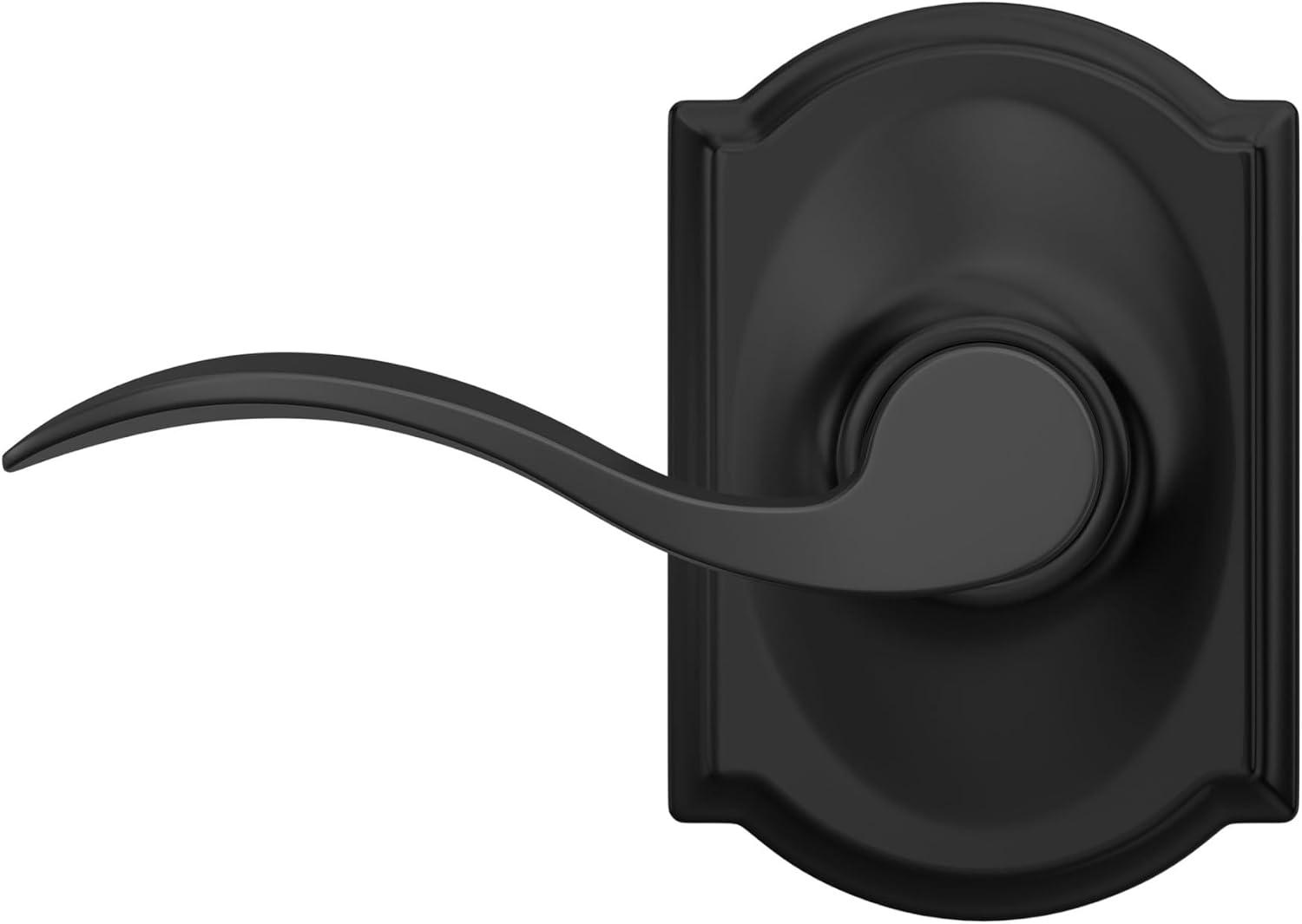 image:imageSchlage F10 ACC 622 CAM Accent Door Lever with Camelot Trim Hall amp Closet Passage Lock Matte BlackPassage