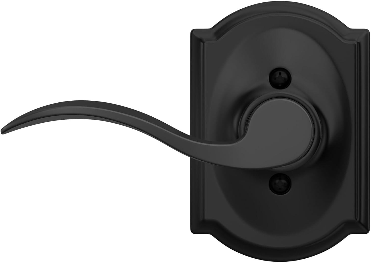 image:imageSchlage F10 ACC 622 CAM Accent Door Lever with Camelot Trim Hall amp Closet Passage Lock Matte BlackPassage