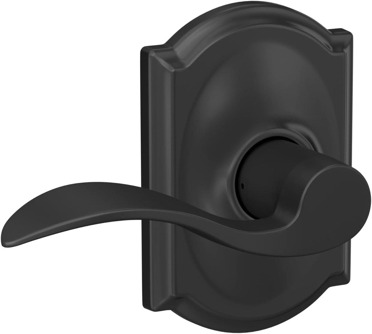 image:imageSchlage F10 ACC 622 CAM Accent Door Lever with Camelot Trim Hall amp Closet Passage Lock Matte BlackPassage