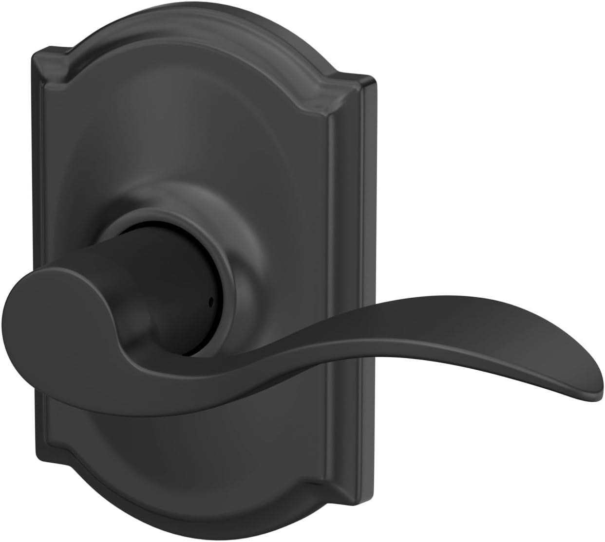 image:imageSchlage F10 ACC 622 CAM Accent Door Lever with Camelot Trim Hall amp Closet Passage Lock Matte BlackPassage