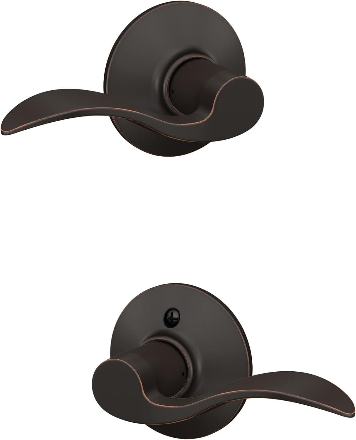 image:imageSchlage F10 V ACC 716 Accent Door Lever Hall amp Closet Passage Lock Aged Bronze1 Pack