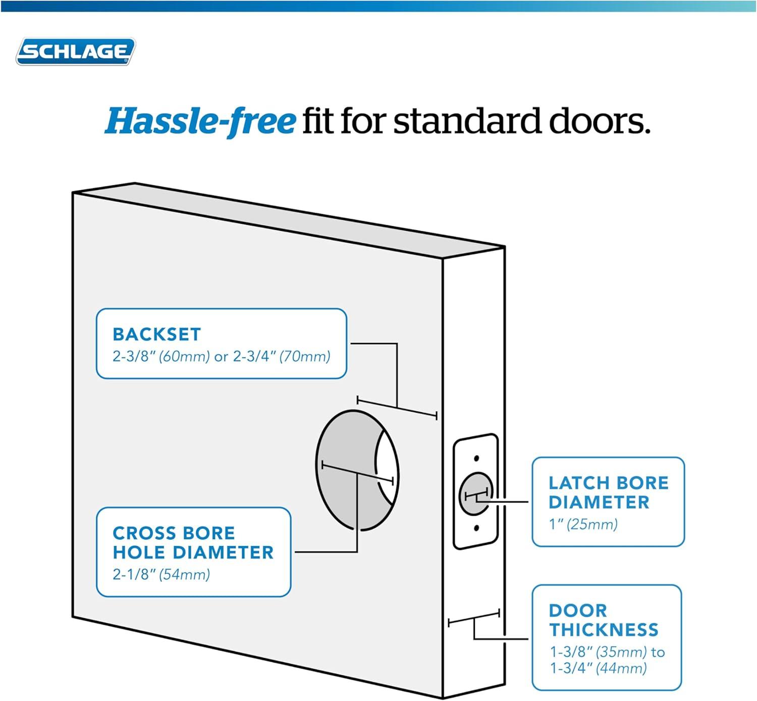 image:imageSchlage F51A Acc 622 COH Accent Door Lever with Cohen Trim Keyed Entry Lock Matte Black