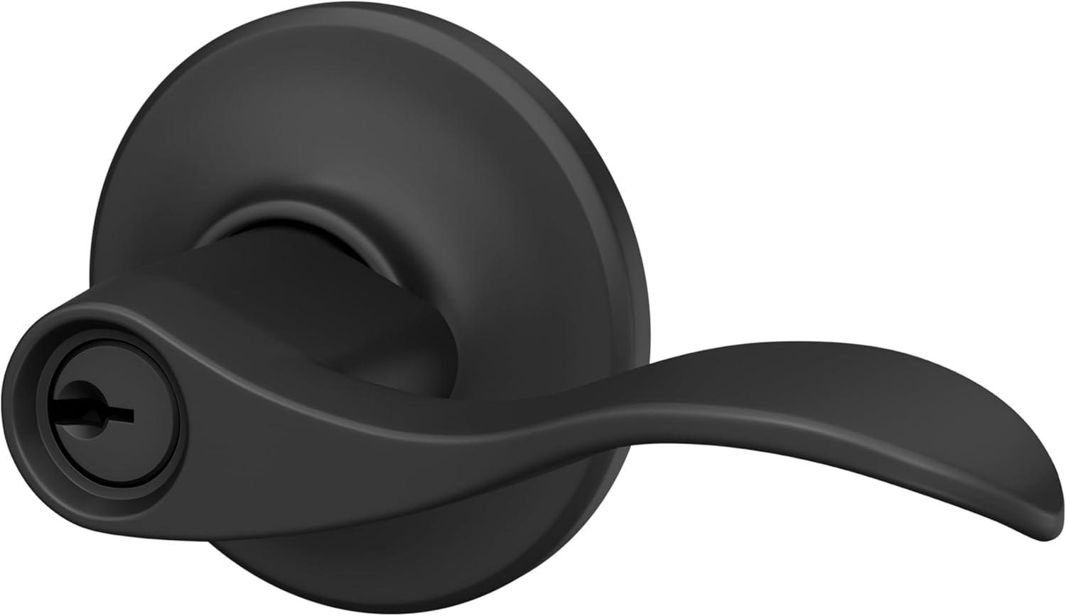 image:imageSchlage F51A Acc 622 COH Accent Door Lever with Cohen Trim Keyed Entry Lock Matte Black