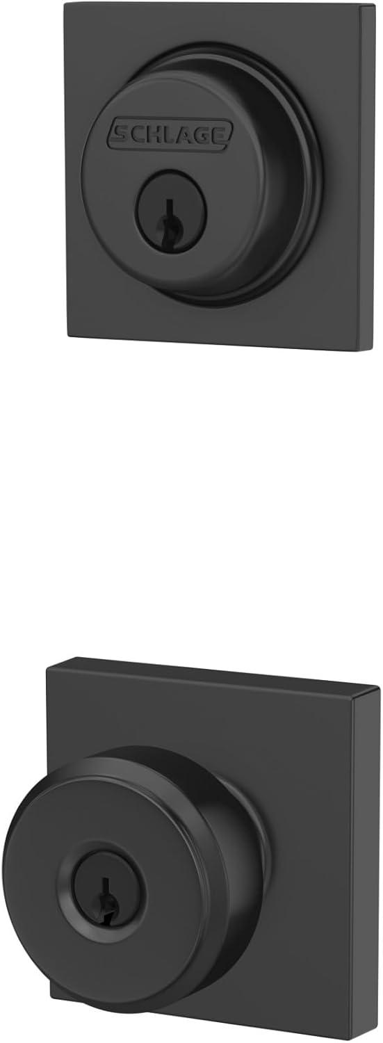 image:imageSchlage FB55 N G BWE 622 COL Single Cylinder Deadbolt and Keyed Entry Bowery Knob with Collins Trim Matte BlackPack of 1
