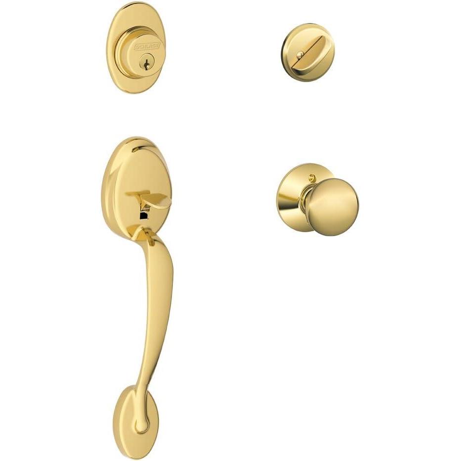 image:imagePlymouth Single Cylinder Handleset and Plymouth Knob Bright Brass F60 PLY 505 605
