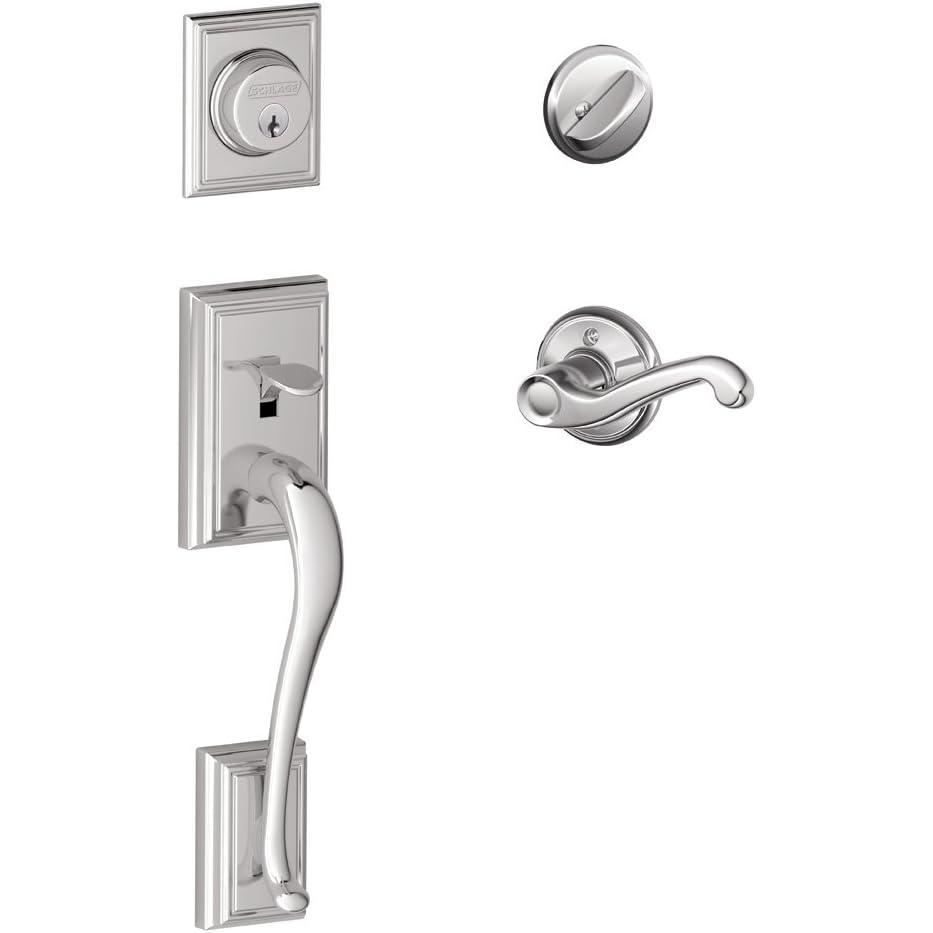 image:imageSCHLAGE Addison Single Cylinder Handleset and Left Hand Flair Lever Bright Chrome F60 ADD 625 FLA LH