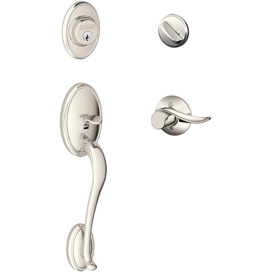 image:imageSCHLAGE Wakefield Single Cylinder Handleset and Left Hand Sacramento Lever Polished Nickel F60 WKF 618 SAC LH