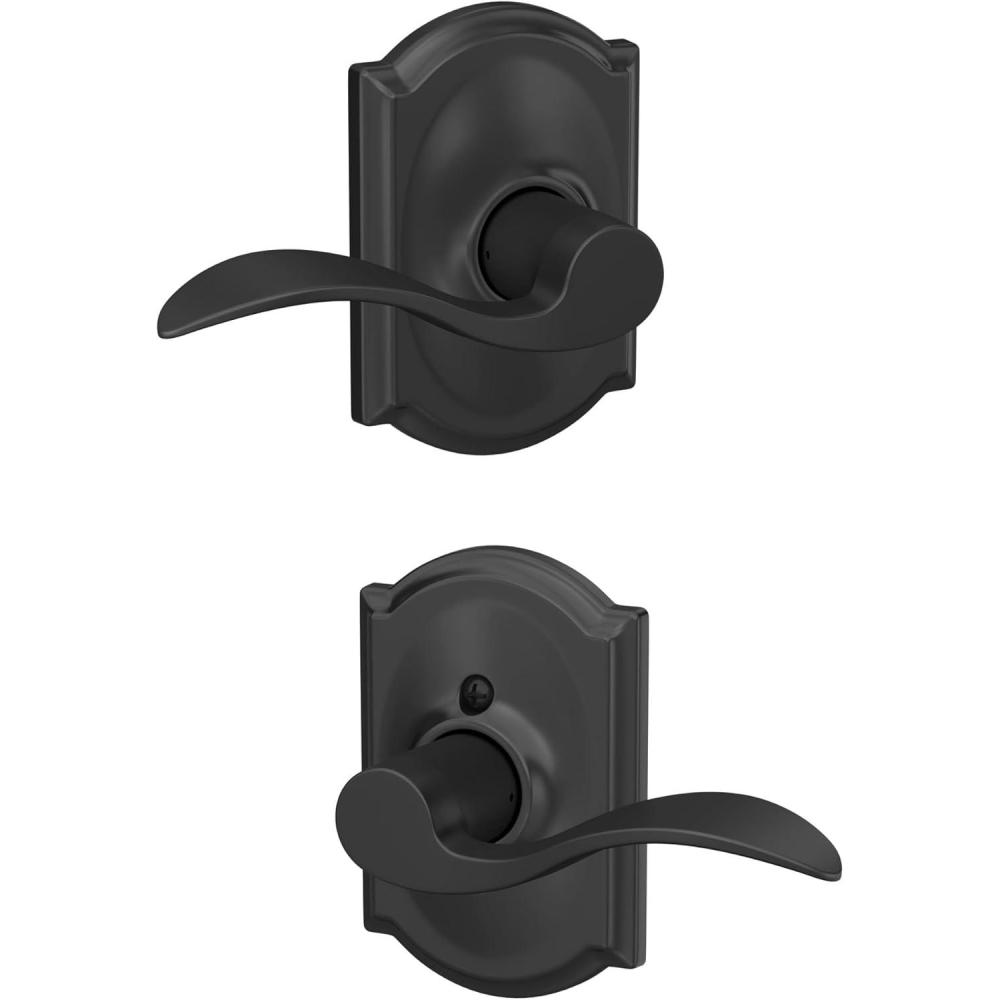 image:imageSchlage F10 ACC 622 CAM Accent Door Lever with Camelot Trim Hall amp Closet Passage Lock Matte BlackPassage