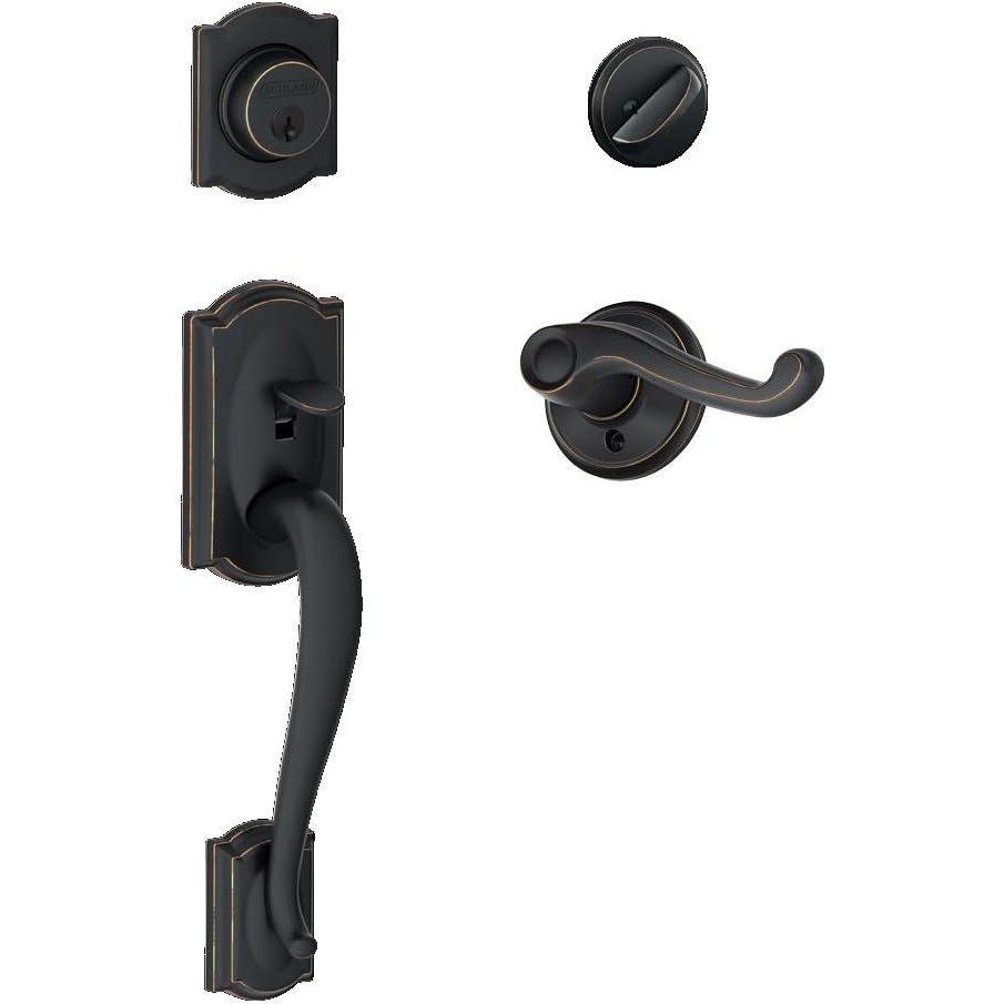 image:imageSchlage F60CAM716ACCRH F60 Camelot Active Door Handleset with Accent Right Hand Interior Aged Bronze