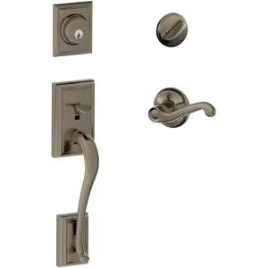 SCHLAGE Addison Single Cylinder Handleset and Left Hand Flair Lever, Antique Pewter (F60 ADD 620 FLA LH)