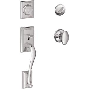 SCHLAGE Addison Single Cylinder Handleset and Siena Knob, Bright Chrome (F60 ADD 625 SIE)